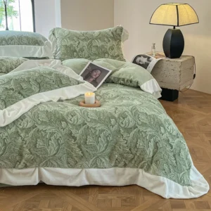 Soft Velvet Comforter bedding Set French Style Quilt Duvet Cover Set Home Bed Linen Winter Double Bed Sheets Set with pillowcase